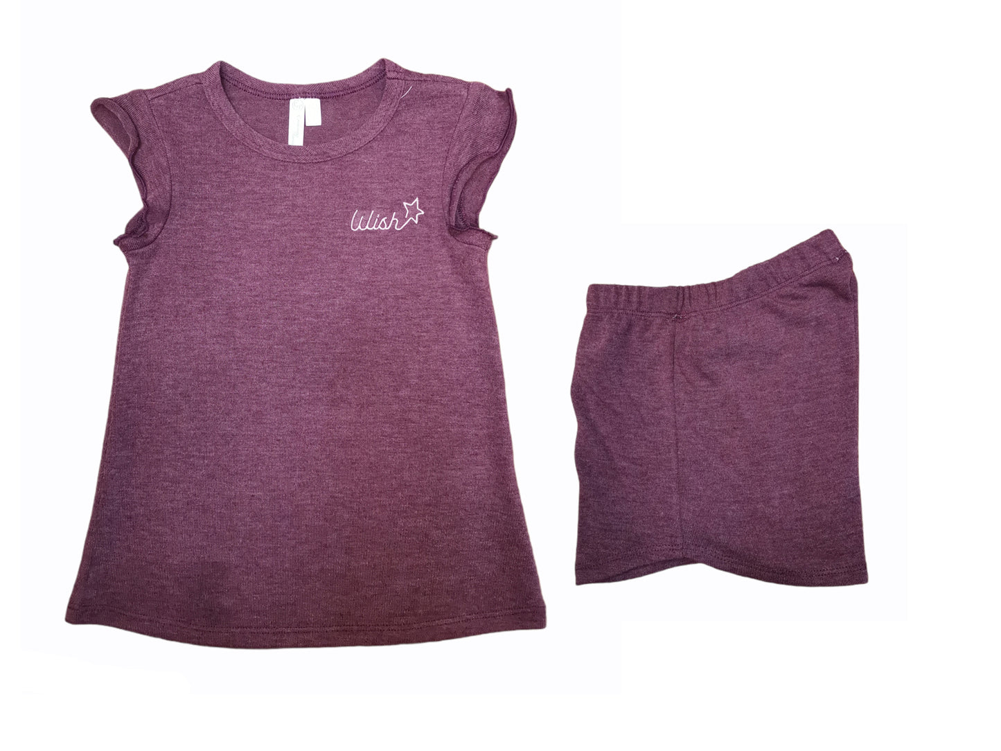 2137S708 Pijama niña short manga corta bordado wish
