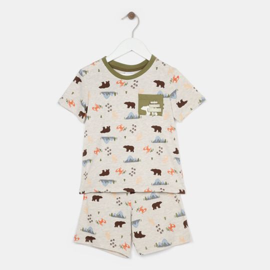Pijama niño short m/c estampado flores