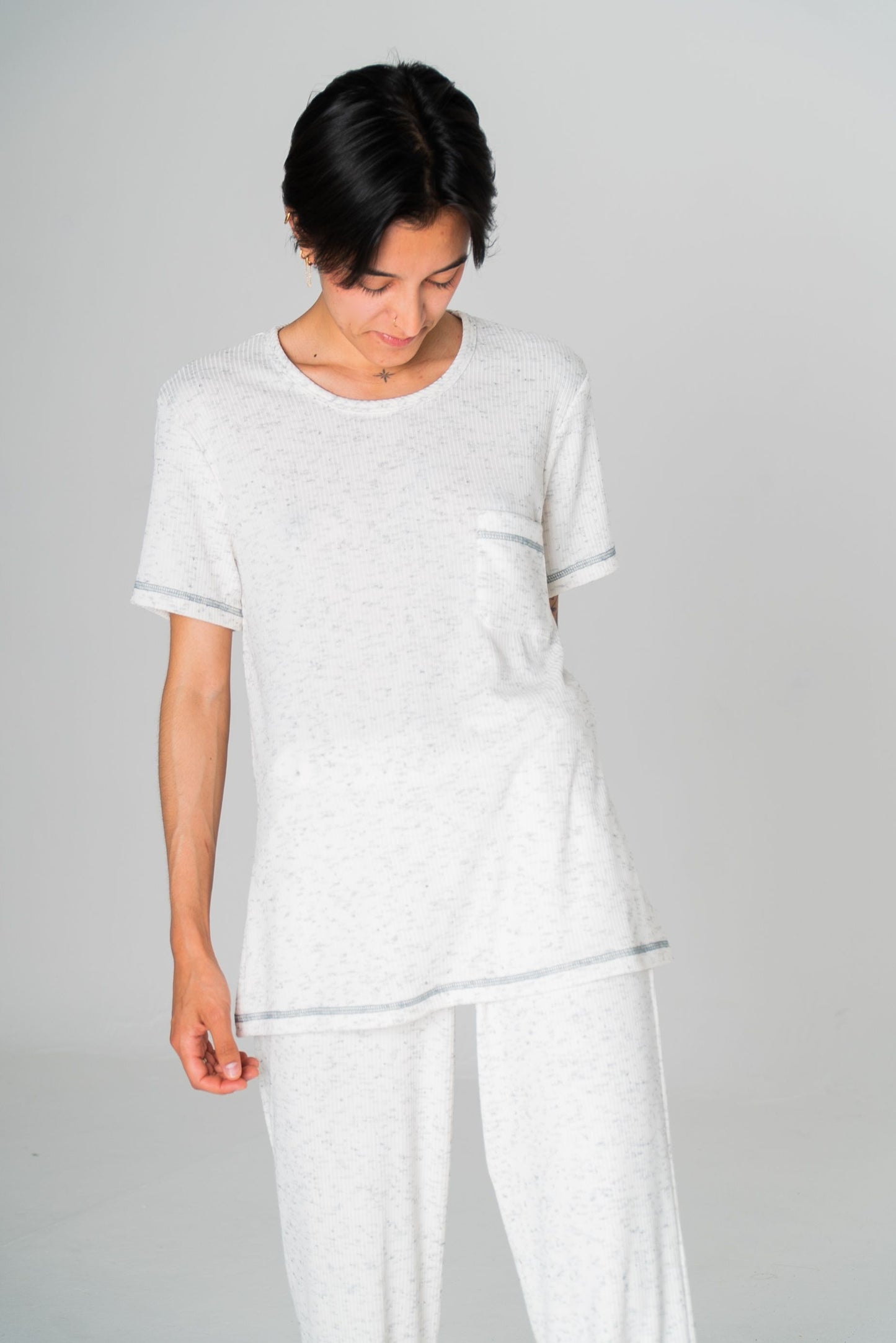 Pijama da dama manga corta lisa cuello redondo