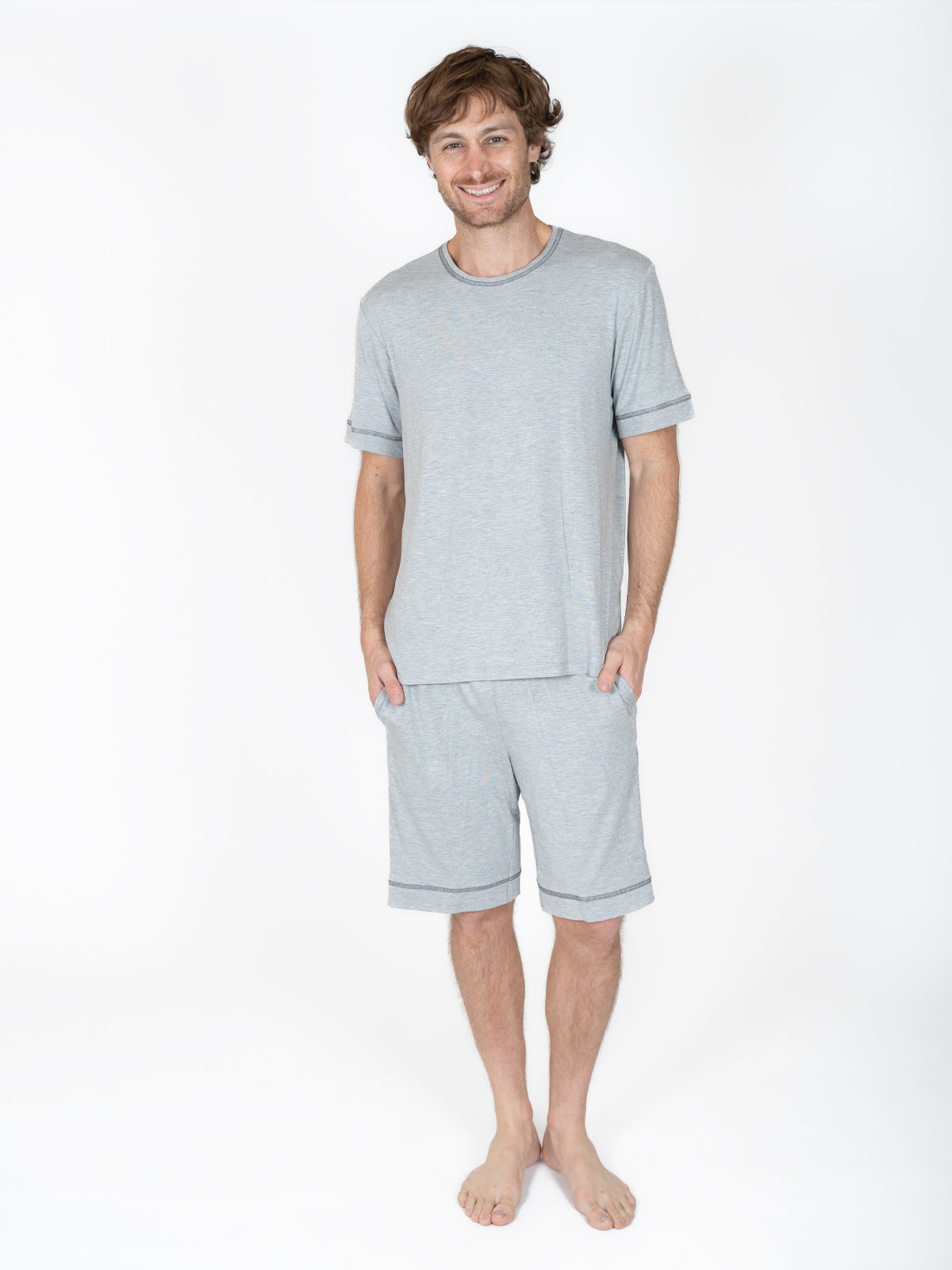 Creaciones Parisinas Pijama caballero, short liso gris