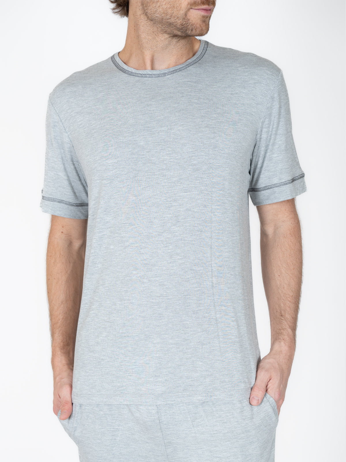 Creaciones Parisinas Pijama caballero, short liso gris