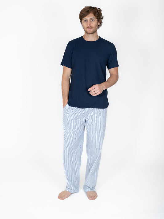 Creaciones Parisinas, Pijama caballero, pantalón rayas, playera manga corta.
