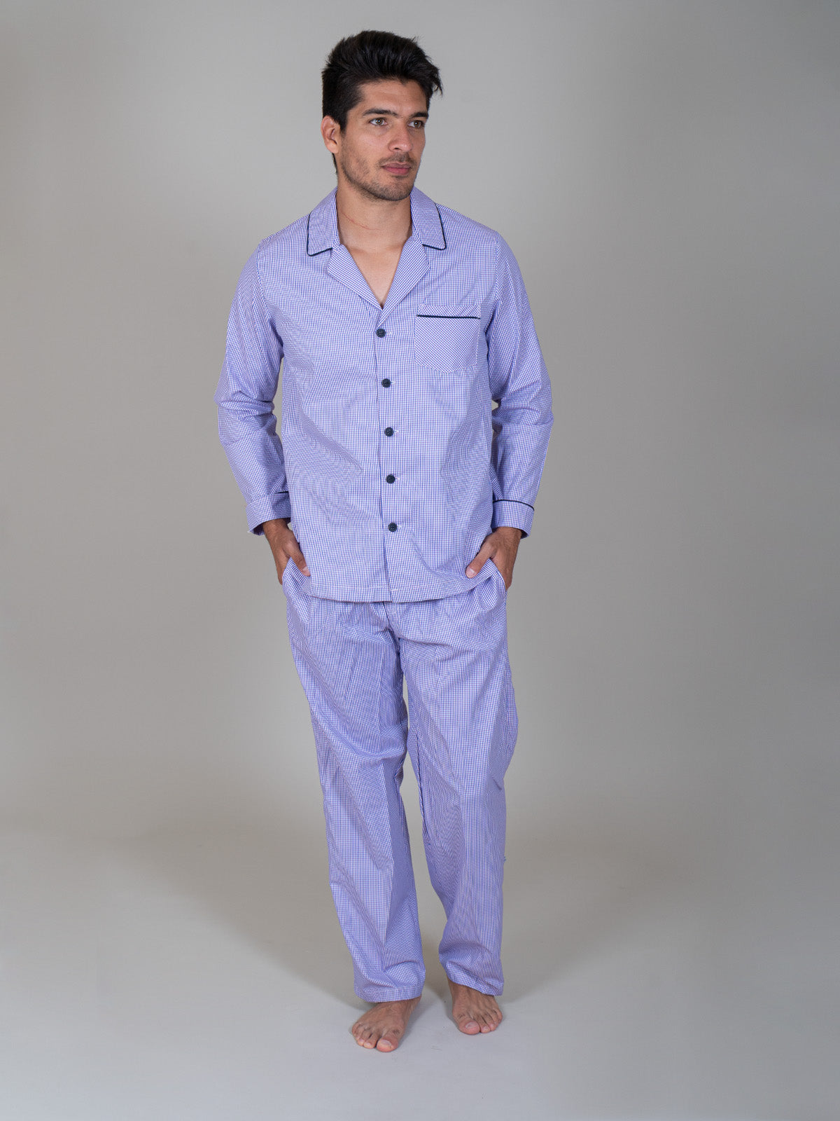 2117004 PIJAMA CABALLERO CAMISERA CON BOTONES