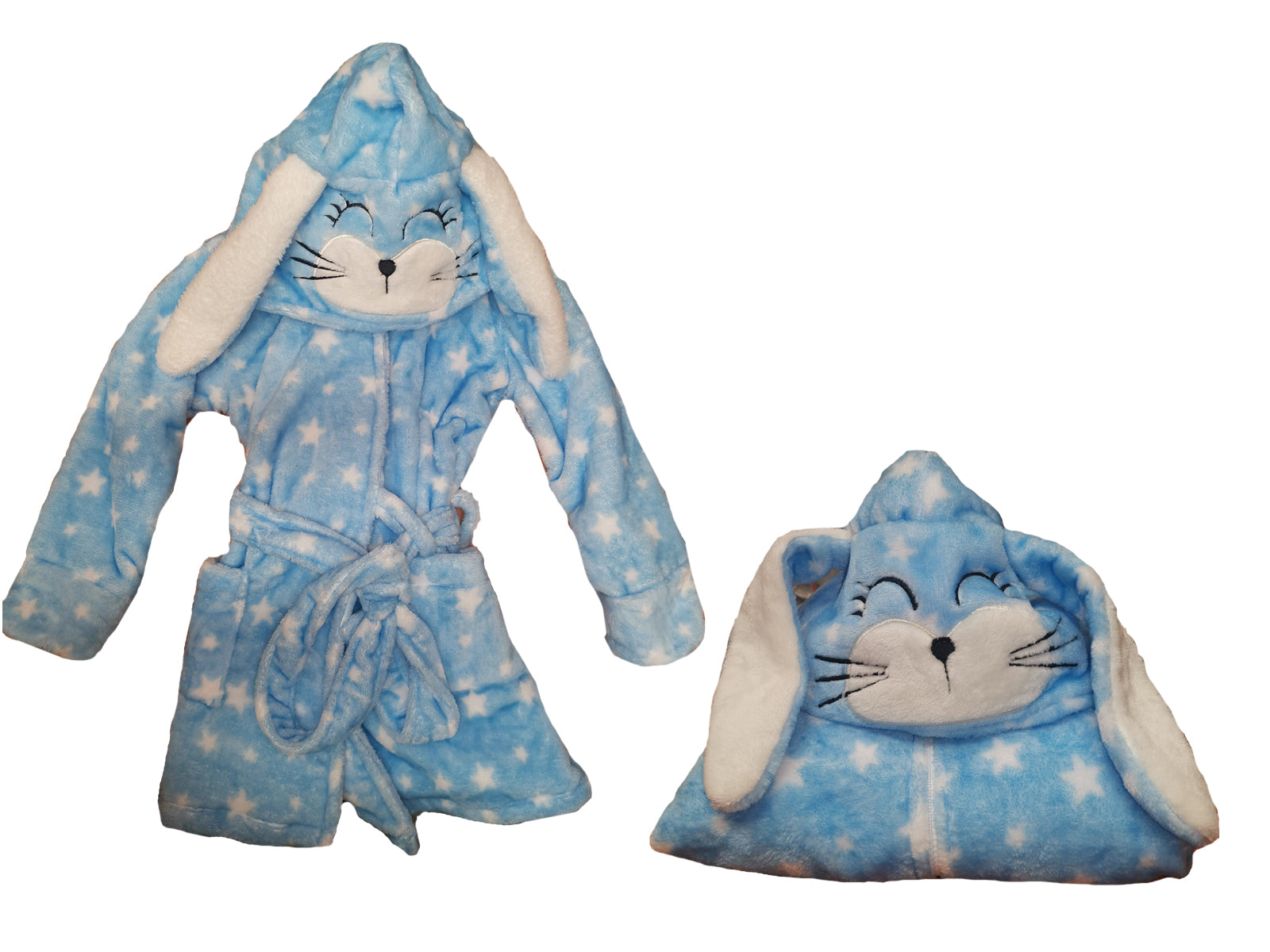 2135614 Bata polar bordado conejo estampada estrellas