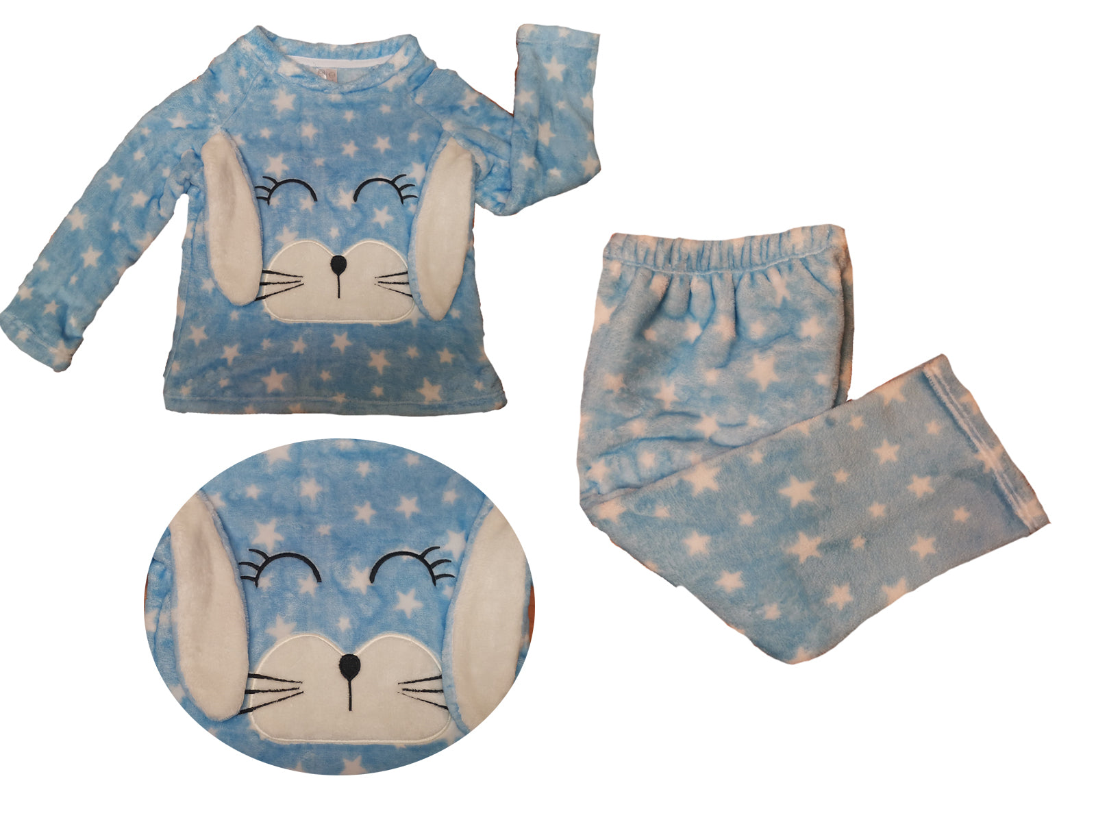 2137614 Pijama niña polar bordado conejo estampada estrellas