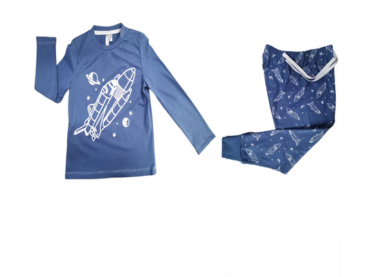 2137783 Pijama niño m/l estampado  cohete
