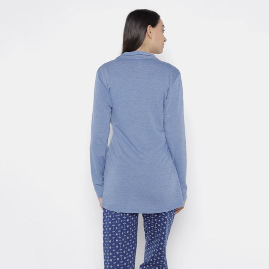 1825348 Bata lisa azul manga larga 1 pieza