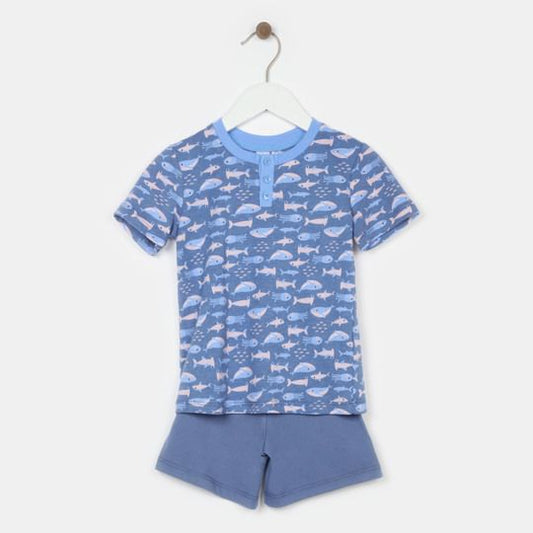 Pijama short niño estampado ballenas