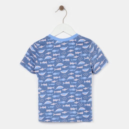 Pijama short niño estampado ballenas