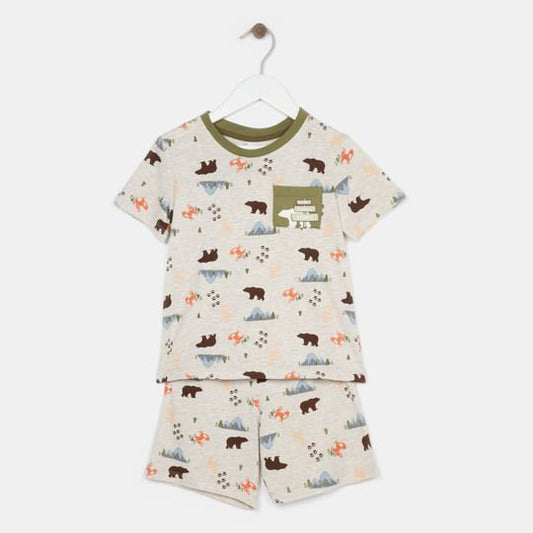 Pijama niño short m/c estampado flores