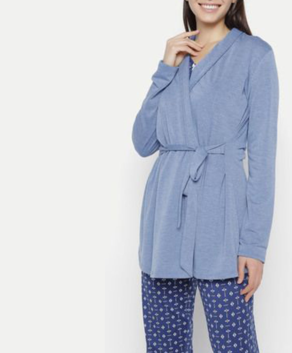 1825348 Bata lisa azul manga larga 1 pieza