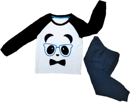Pijama niño con pantalón en color negro estampado panda