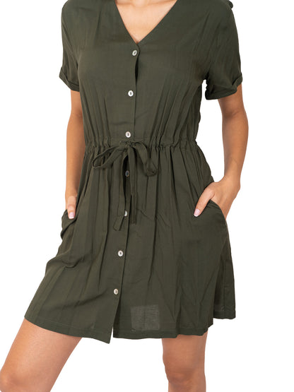 900462 Vestido verde dama manga corta
