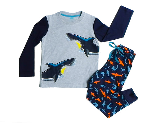 Pijama niño m/l pantalón tiburón