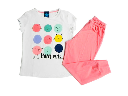 Pijama niña estampada feliz