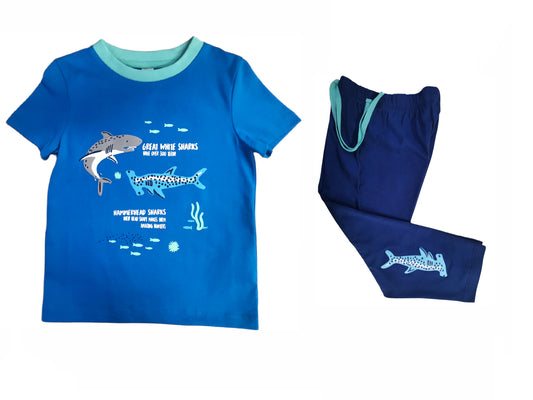 PNBP2203-048 Pijama niño manga corta estampado tiburón