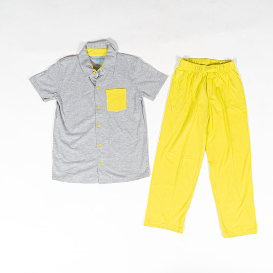 PNGP17-BASIC3DC Pijama niño m/c gris liso