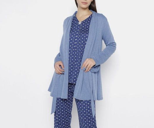 1825348 Bata lisa azul manga larga 1 pieza